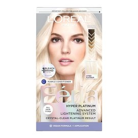 L'Oreal Paris Feria Hyper Platinum Advanced Lightening System Hair Bleach With Anti Brass Purple Conditioner, 4.3 Ounce