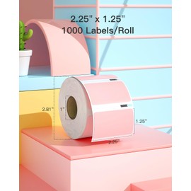 POLONO 2.25”x1.25” Direct Thermal Label,Perforated Sticker Labels for Address,Barcodes,Adhesive Multipurpose Labels Compatible with Zebra,Dymo,Rollo and More Label Printers (1000 Labels, Rose Pink)