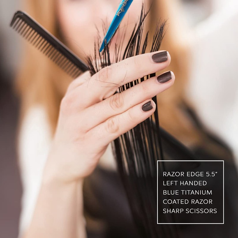 DreamCut Left Handed 5.5" Razor Edge Blue Titanium Coated Barber