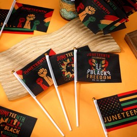 200 Pcs Juneteenth Flags Small Mini Hand Held Juneteenth Bunting Celebrate Freedom Flags for Africa American Party Parades Event Decoration