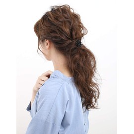 VingTAINE H7283 Cut Beads, Pony Hook, Hair Elastic, Hair Cuff, Hair Hook, Hair Cuff, Simple, Daily Hair Accessory, black (hair elastic)