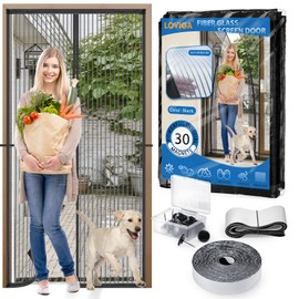 Heavy Duty Door Screen Magnetic Closure, LOVIGA Thickened Fiberglass Screen Door Mesh, Self Sealing, Tear Resistant, Easy Assemble, Fine Mesh Keep Bugs Out Fit Door Size 36 Inch X 80 Inch Black
