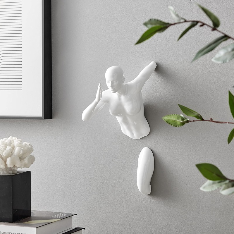Wall Decor Sculptures, 13" Wall Runners with Hardware Included (White-W)