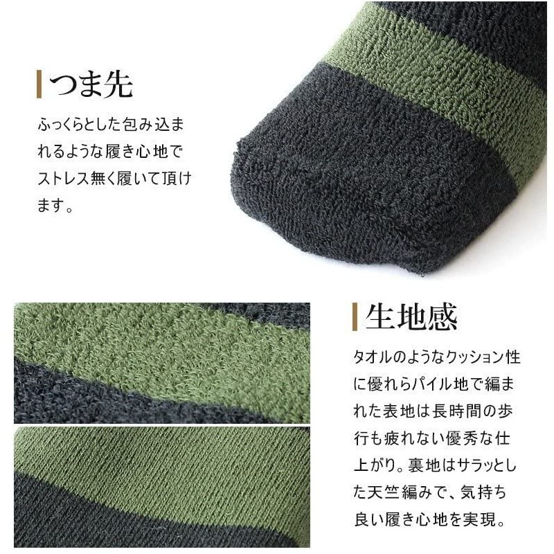Sumiyarn Pile Socks, Border, Mokomoko Socks, Room Socks, Women's, Men's,