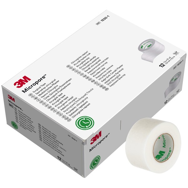 3M™ Micropore™ Surgical Tape 1530-1, 1 IN x 10 YD (2,5cm x 9,1m), 12 Rolls/Carton