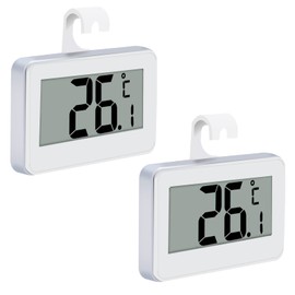 Fridge Thermometer, Digital Thermometer Fridge with Freezer Compartment Thermometer with Easy-to-Read LCD Display, Perfect for Indoor Use, Home, Restaurants, Bars, Cafés (White-2)