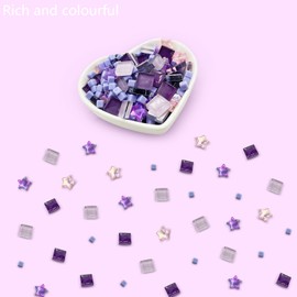 Giftmeet Small Glass Tiles for Crafts, 350 Pieces Crystal Glass Mosaic Tiles Assorted Color, Mosaic Glass Tiles Decorative Mosaic Tiles for DIY Hobby, Mosaic Supplies, Wall Art Decor (Purple)