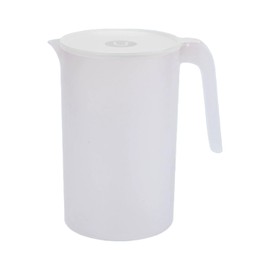 Plastic Jug with Lid, Water Jug Plastic Jug 2.5 L, Plastic Jug Water Jug, Plastic Jug, Ice Tea Jug, Water Jug with Handle for Tea, Juices, Milk, Cold or Hot Drinks (White)