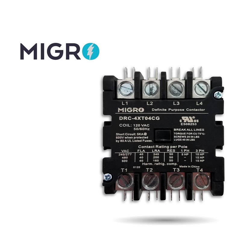 Migro 4 Pole 40 AMP 110/120 VAC Coil Heavy Duty