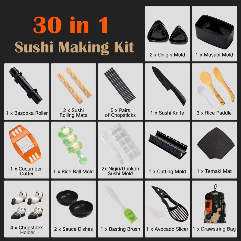 SmileTools Sushi Making Kit, 30 in 1 Sushi Kit with