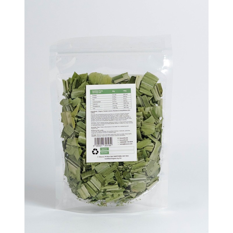 Bioura Organic Ceylon Pandan Leaves 25g, Rich Aroma, Unique Flavour,