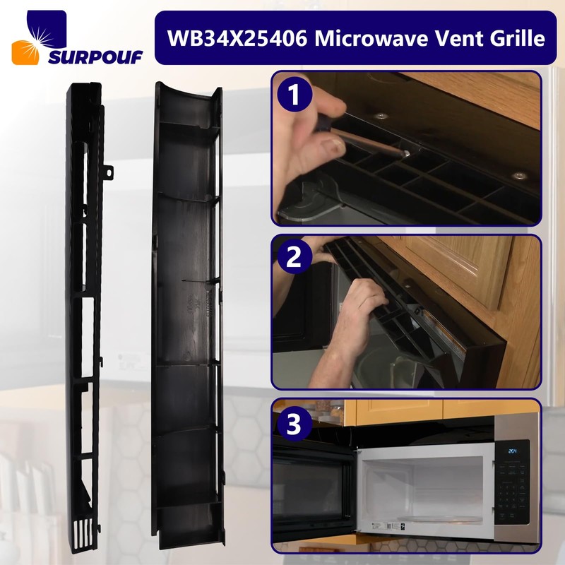 WB34X25406 wb34X25406 Microwave Vent Grille Compatible with GE， Replaces 4465386
