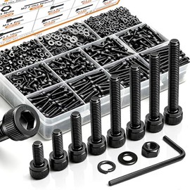 mankk 1015 piezas, Juego de tornillos M3 M3 x 6/8/10/12/16/20/25/30mm Tornillos de cabeza hexagonal con tuercas y arandelas de acero de aleación grado 12.9 para impresora 3D, electrónica, reparación