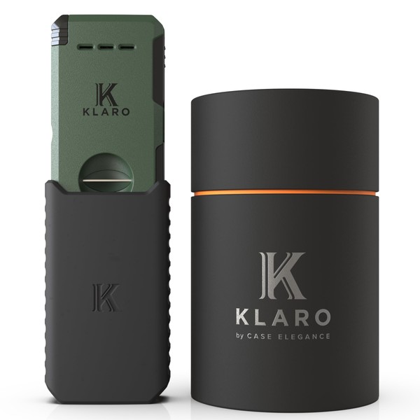 KLARO Double Torch Lighter and V-Cut Cutter, Spring-Loaded V-Cut, Swivel