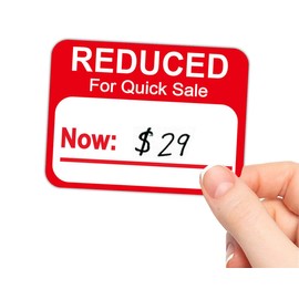 Reduced Stickers Sale Price Labels 500 Pcs/Roll - 1.5" X 2" Price Reduced Retail Labels Stickers for Quick Sale (Red)