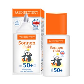 PAEDIPROTECT Sun Fluid SPF 50+ 30 ml, Nourishing Sun Protection with Squalane and Practical Dosing Tip for Baby, Children and Adults, No Perfume and Microplastics, Vegan