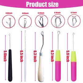 HAMIYELL Pack of 5 Different Sizes Latch Hook Crochet Needle Hook Tools for Braid Hair, Scarf Carpet Making and Other Crafts