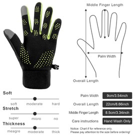 LassZone Winter Warm Gloves Anti-Slip Touch Screen Gloves Thermal Liner Cycling Gloves Lightweight Running Gloves for Men Women Outdoor Sport Driving Riding