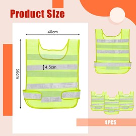 BUZIFU 4 Pack Hi Vis Vests, Fluorescent Green High Visibility Vest Standard Size Reflective High Visibility Vests High Vis Jacket with Reflective Strips for Traffic Work, Running, Road Cycling