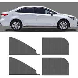 QODOLSI 4 Pack Car Windshield UV Protection, Universal Fabric 26.37" x 27.5" Side Window Shades, Keep Your Vehicle Cool, 21.25" x 31" Double Layer Vehicle Rear Side Windows Reflector (Black #Car)
