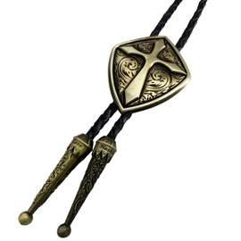 SELOVO Vintage Style Western Cowboy Antiqued Gold Tone Cross Bolo Tie