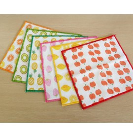 Kokubo Classic Fruit Dish Towel, Rayon, Table Wipe, 8 Layers, 11.8 x 11.8 inches (30 x 30 cm), Set of 6 Patterns