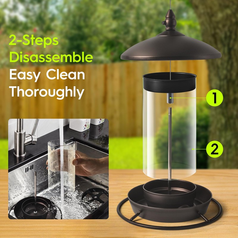 Bird Feeder for Outdoors - 360° Feeding Perch. Green