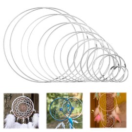 DTYGUIXE Pack of 16 Metal Rings for Crafts, Wire Rings, Metal Decorative Rings for Hanging, 4/6/8/10/12/15/18/20 cm Rings for Dream Catchers, Metal Rings, Macrame Rings for Bracelets, Garlands