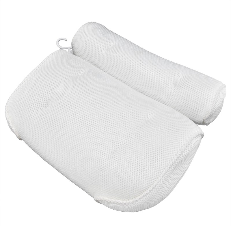 Mesh Bathroom Pillow Soft Comfortable Suction Cup Pillow Bath Tub