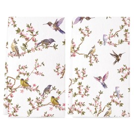 Siilues Spring Kitchen Towels, 18x26 Inch Birds Branch Floral Dish Towels Seasonal Summer Holiday Decoration Hand Towels Set of 2 (07)