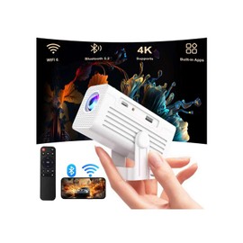Mini Projector with WiFi and Bluetooth, 1080P Supported Smart Projector with Built in Apps, Outdoor Movie Projector 150" Display, Auto Keystone，Short focal length Projector.