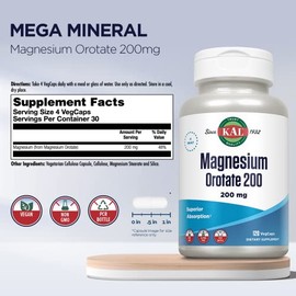 Kal Tabletas de orotato de magnesio de 200 mg, 60 unidades