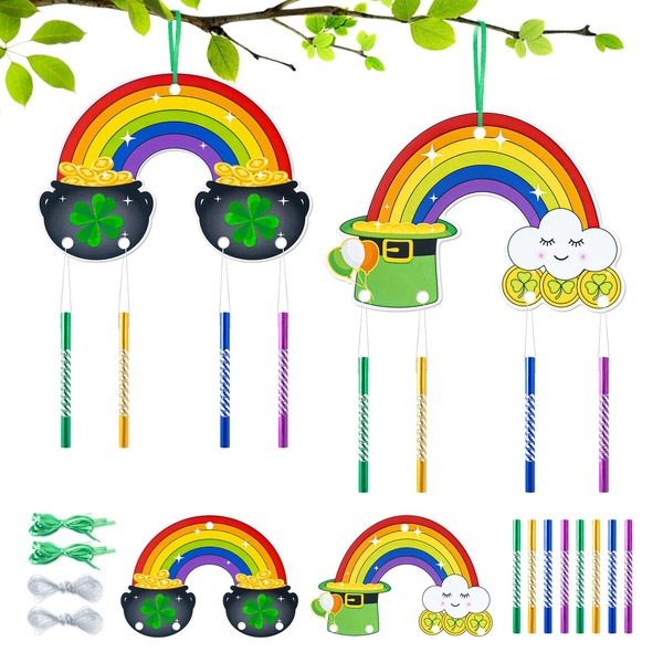 NeusWonder St. Patrick's Day Craft Shamrock Wind Chime Kit Irish