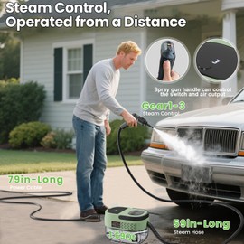 Goyappin Handheld Steam Cleaner for Home, 2500W High Pressure Steam Cleaner for Car Detailing, 3 Steam Levels, 1600Ml Tank, High Heat Steamer for Bed Bugs, Couch, Furniture, Kitchen, Bathroom, Floors