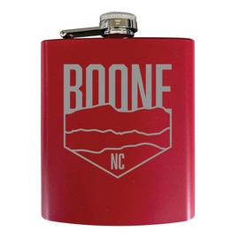 R and R Imports Boone North Carolina Engraved Design Souvenir 7 oz Engraved Steel Flask Matte Finish Red 2-Pack