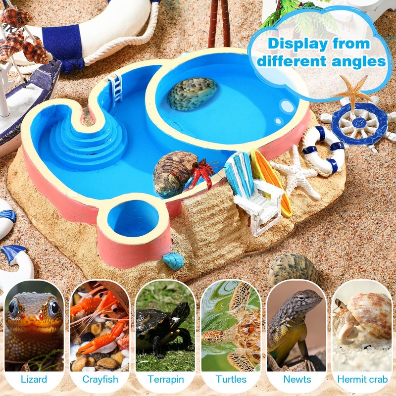 Gerrii Hermit Crab Water Bowl with Climbing Ramp, 2 Compartments,