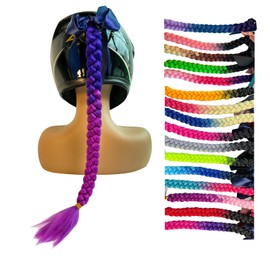 HHongJM Helmet Hair Helmet Pigtails Gradient Ramp Helmet Braids Ponytail with Suction Cup for Motorcycle Bike 1PC (Helmet NOT Included)