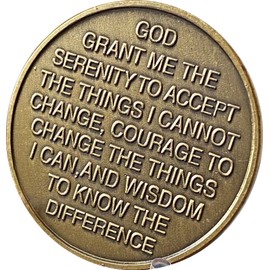 RecoveryChip 1 Year Out Of The Ashes Of Addiction Color Phoenix Rising From Flames Sobriety Medallion, Brass, No Gemstone