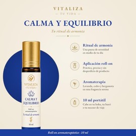 Vitaliza Tu Vida – Calma y Equilibrio – Roll-On de Aromaterapia con Lavanda, Bergamota, Geranio y Cedro – Aceites Esenciales 100% Puros – Tu Ritual de