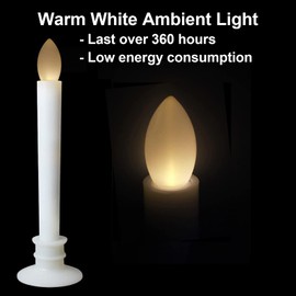 CelebrationLight 10 Pack Flameless Taper Candles with Remote/Timer, Battery Operated Flickering LED Window Candles, Vintage Christmas Electric Fake Candlesticks, White Holder
