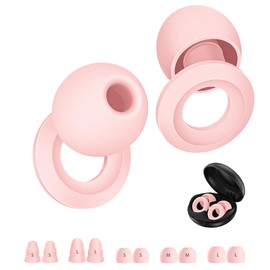 Ear Plugs for Sleeping Noise Cancelling - Noise Reduction Earplugs for Sleep,Focus,Snoring Blocking,Airplane, 33dB - 38dB Reusable Soft Hearing Protection 10 Silicone & Foam Ear Tips (Pink)