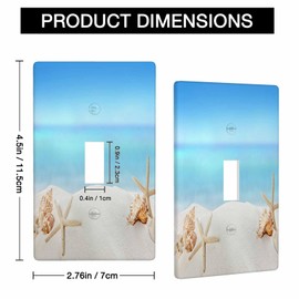 Moslion Beach Starfish Light Switch Plug Covers Blue Sky Sea Ocean Beige Sand Summer Coast 1-Gang Toggle Wall Plate Home Decor for Kitchen Bathroom Bedroom