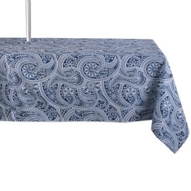 DII Outdoor Tabletop Collection, Stain Resistant & Waterproof,60x120 w/Zipper, Blue Paisley