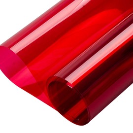 HOHOFILM Transparent Colored Window Decorative Film Clear Glass Decoration Tint Sun Blocking Heat Control Self Adhesive Window Tint for Building Residential,Pink,17.7"x78.7"
