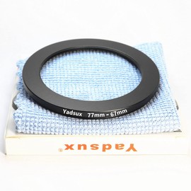 77mm to 67mm Step Down Lens Adapter Ring for Camera Lenses Filters,Metal Filters Step Down Ring Adapter,The Connection 77MM Lens to 67MM Filter Lens Accessory,Cleaning Cloth with Lens(77mm-67mm)