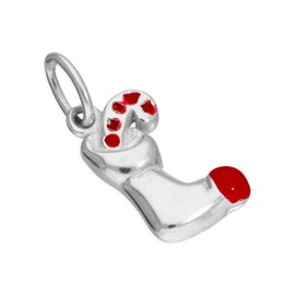 jewellerybox Sterling Silver Christmas Stocking & Candy Cane Charm