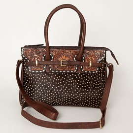 American Darling Tote Hand Tooled Hair on Genuine Leather Western Women Bag Handbag Purse | Western Tote Bag | Travel Tote Bags | College Tote Bag | Casual Tote Bag
