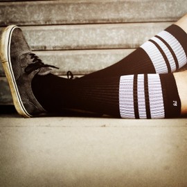 Spirit of 76 Men's & Women's High Retro Socks - Black / White, size: 35-38