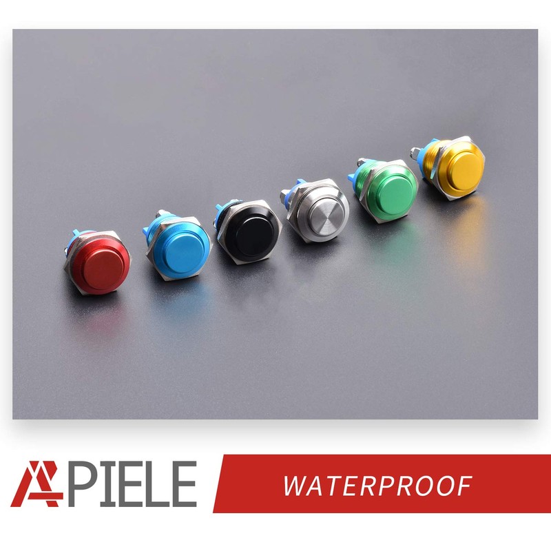 APIELE 16mm Momentary Push Button Switch High Round Cap Waterproof
