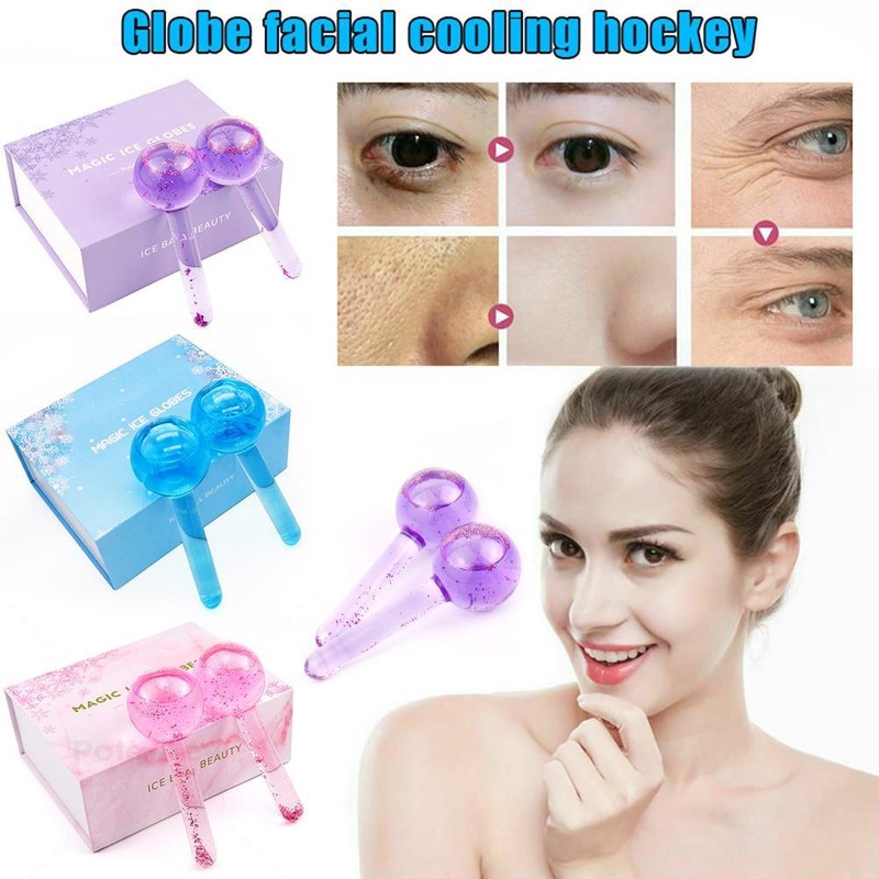 2Pcs Ice Facial Rollers Crystal Ball Refreshing Beauty Massager Roller
